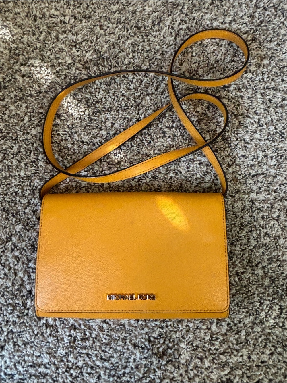 Michael Kors Yellow Saffiano Leather Crossbody Clutch Bag